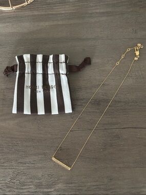 Henri Bendel Gold Bar Necklace with Dust Bag